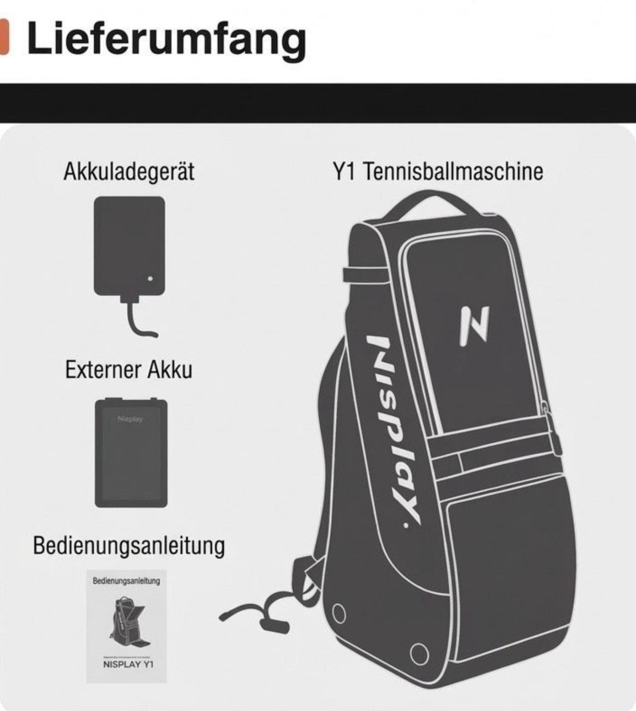 Nisplay Y1 Ballmaschine mit Akku - Tennis, Padel, Pickleball